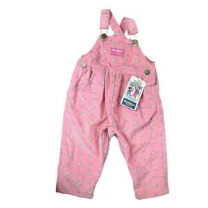 OshKosh B'gosh | Vintage Pink Floral Girl's Corduroy Overalls Size 18 Months NEW